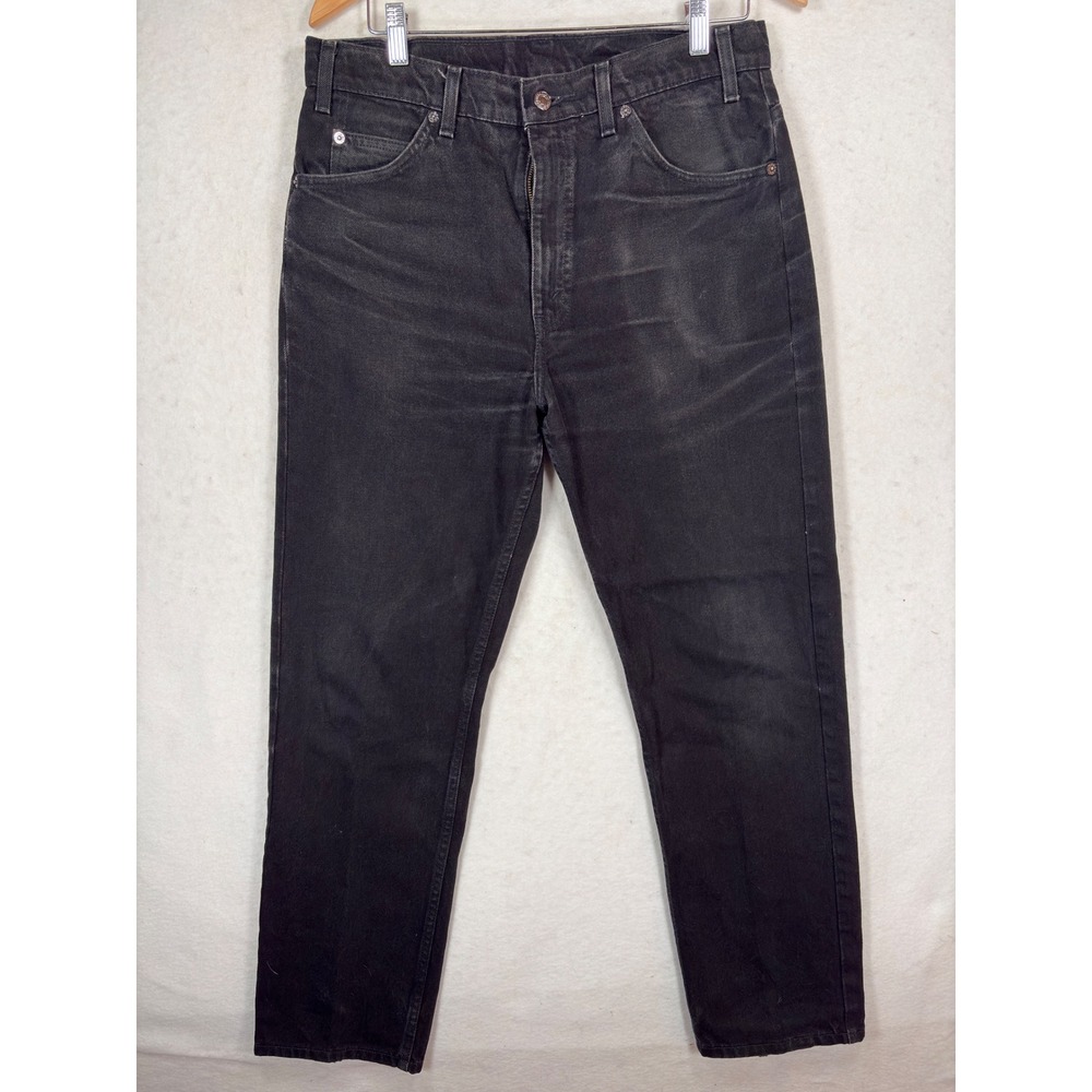 Vintage Levis 505 Regular Straight Leg Jeans Mens 34x30 Black Denim orange tab